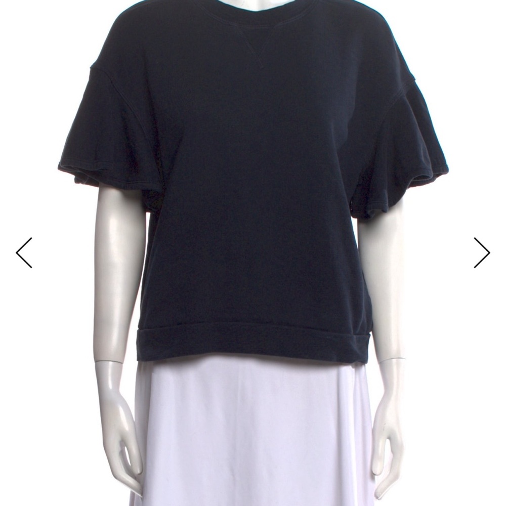 Ulla Johnson Navy Ruffle Sleeve Sweatshirt